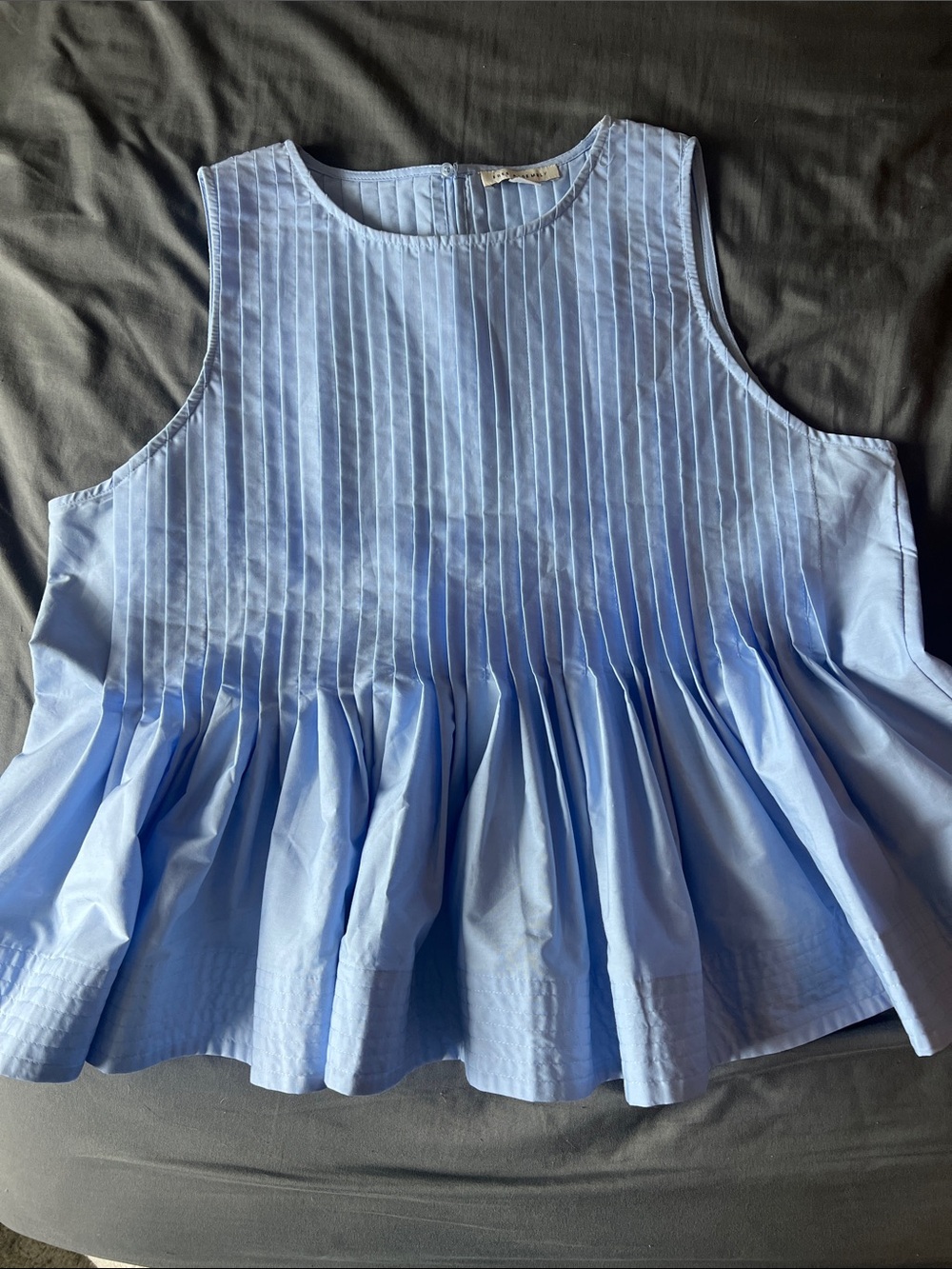 Free Assembly Light Blue Pintuck Peplum Tank Top